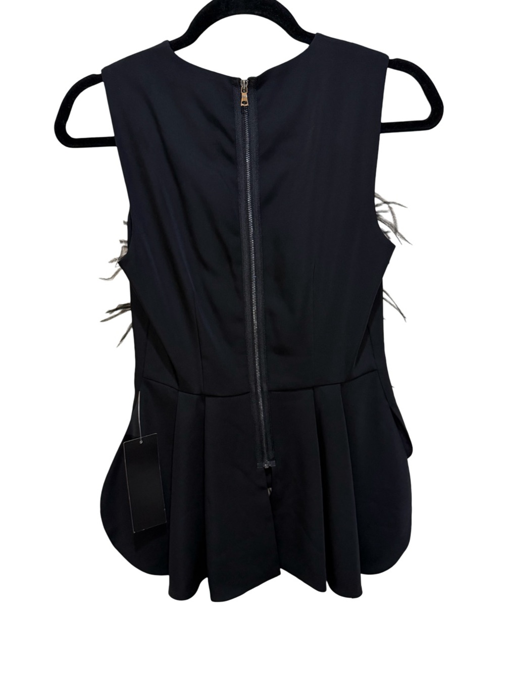 BCBGMAXAZRIA Black Ostrich Feather Top XXS NWT $338 - Picture 7 of 10